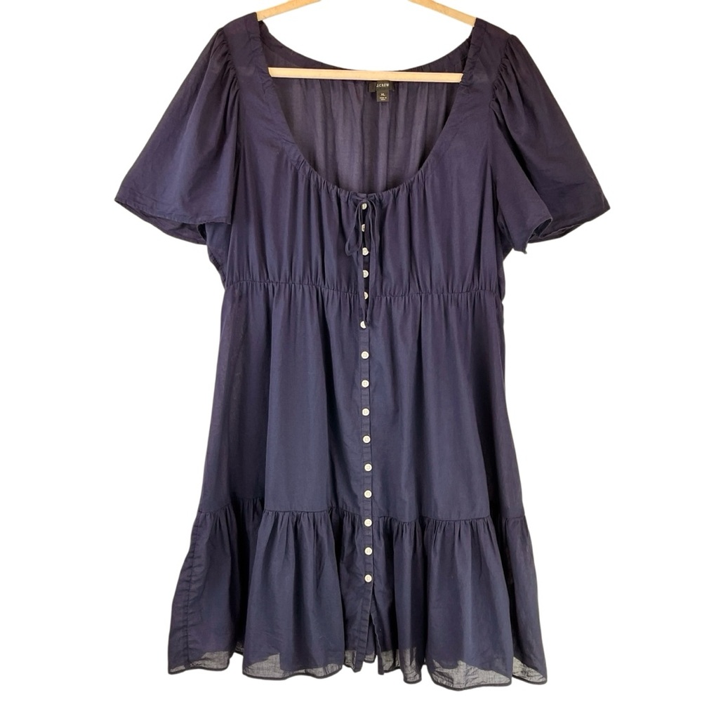J. Crew 100% Cotton Voile Tiered Button Down Beach Dress Sz XL